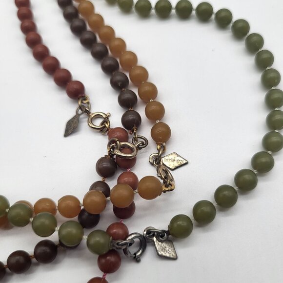 VTG 70s Sarah Coventry Set of 4 Neutral Earthy Plastic Beaded Necklaces - Picture 4 of 8
